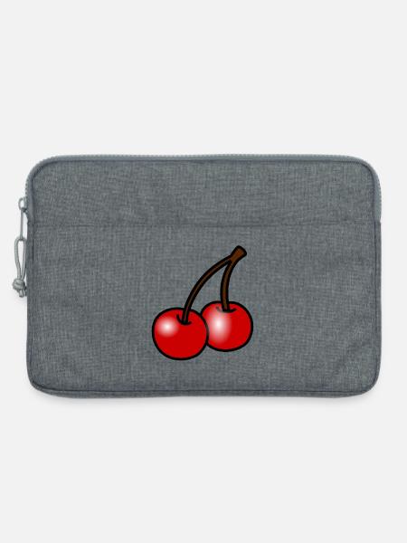 Zwei Kirschen auf Schwarz - Laptoptasche 13" - Grau meliert