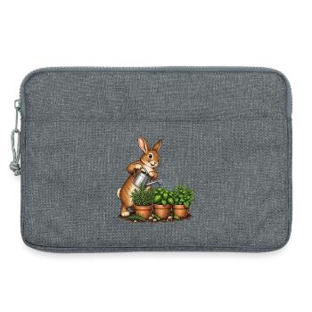 Hase gießt einen Kräutergarten - Laptoptasche 13" - Grau meliert - Vorne