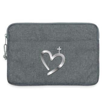 Christliches Kreuz Herz - Laptoptasche 13" - Grau meliert - Vorne