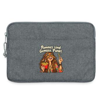Pommes sind Gemüse – Lustige Hippie Frau - Laptoptasche 13" - Grau meliert - Vorne