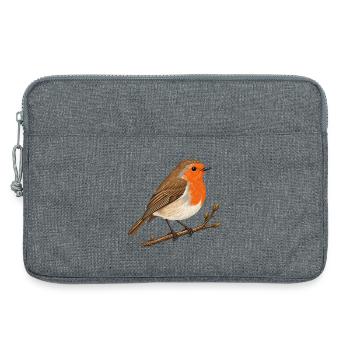 Rotkehlchen auf Zweig – Gartenvogel - Laptoptasche 13" - Grau meliert - Vorne