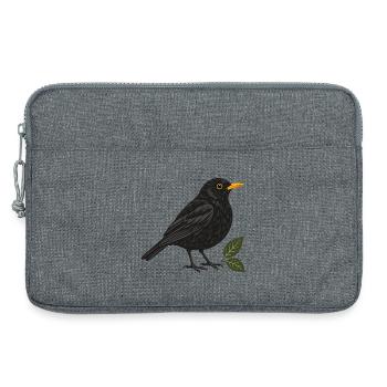 Amsel mit Blättern – Gartenvogel - Laptoptasche 13" - Grau meliert - Vorne