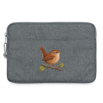 Zaunkönig auf Zweig – Gartenvogel - Laptoptasche 13" - Grau meliert - Vorne