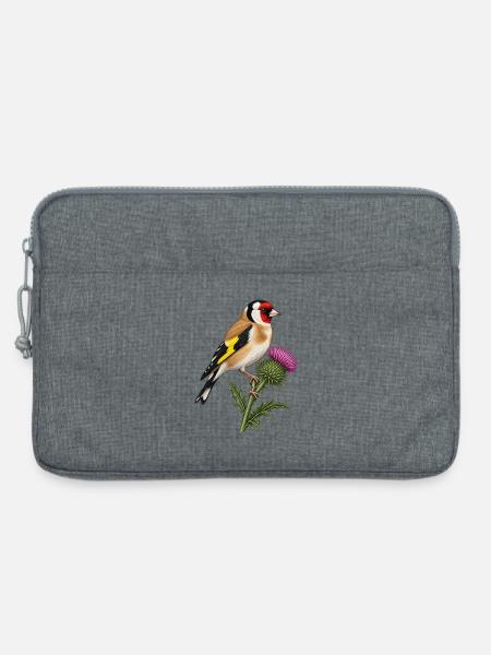 Stieglitz auf Distel – Gartenvogel - Laptoptasche 13" - Grau meliert