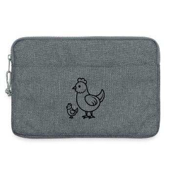 Henne und Küken - Laptoptasche 13" - Grau meliert - Vorne