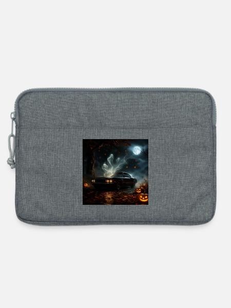 Geisterauto Halloween-Mond - Laptoptasche 13" - Grau meliert