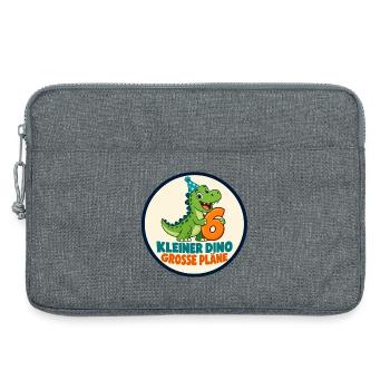 6 Geburtstag – Kleiner Dino große Pläne - Laptoptasche 13" - Grau meliert - Vorne