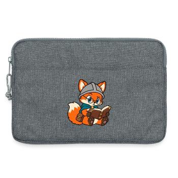 Süßer Lesefuchs mit Brille - Laptoptasche 13" - Grau meliert - Vorne