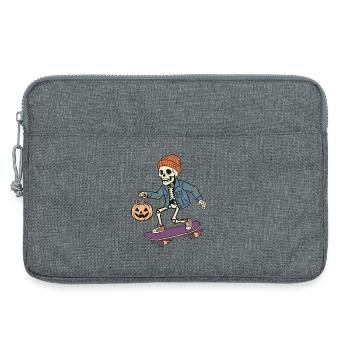 Skelett auf einem Skateboard – Halloween - Laptoptasche 13" - Grau meliert - Vorne