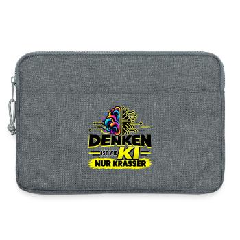 Denken ist wie KI – nur krasser - Laptoptasche 13" - Grau meliert - Vorne
