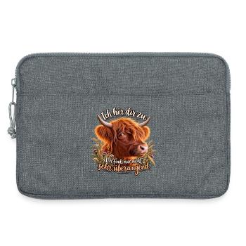 Highland Kuh Zuhören Spruch - Laptoptasche 13" - Grau meliert - Vorne