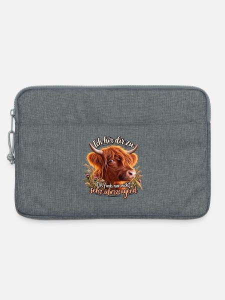 Highland Kuh Zuhören Spruch - Laptoptasche 13" - Grau meliert