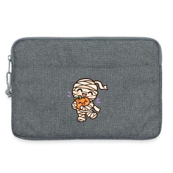 Süße Halloween Mumie mit kleinem Kürbis - Laptoptasche 13" - Grau meliert - Vorne