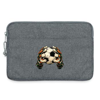 Torwart Geschenk - Fußball und Handschuhe - Laptoptasche 13" - Grau meliert - Vorne