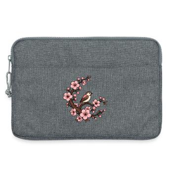 Kirschblüte Vogel Sakura Japan Natur Vektor Shirt - Laptoptasche 13" - Grau meliert - Vorne