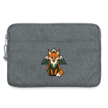 Fuchs Berge Tannen Geometrisch Natur Vektor Shirt - Laptoptasche 13" - Grau meliert - Vorne