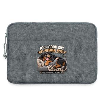 Rottweiler Cozy auf Sofa - Laptoptasche 13" - Grau meliert - Vorne