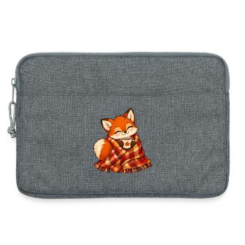 Fuchs mit Herbstschal und Kaffee - Laptoptasche 13" - Grau meliert - Vorne