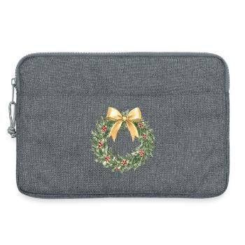 Eleganter goldener Weihnachtskranz mit Schleife - Laptoptasche 13" - Grau meliert - Vorne