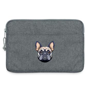 Französischer Bulldoggenkopf - Laptoptasche 13" - Grau meliert - Vorne