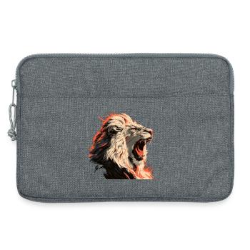 Löwenporträt im Flammenlook - Laptoptasche 13" - Grau meliert - Vorne