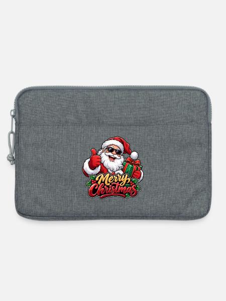Weihnachtsmann mit Sonnenbrille: Frohe Weihnachten - Laptoptasche 13" - Grau meliert