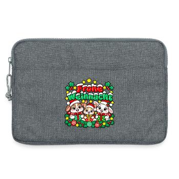 Frohe Weihnachten Kuschelhasen Trio - Laptoptasche 13" - Grau meliert - Vorne