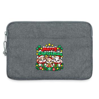 Freudiges Hasen-Weihnachten - Laptoptasche 13" - Grau meliert - Vorne