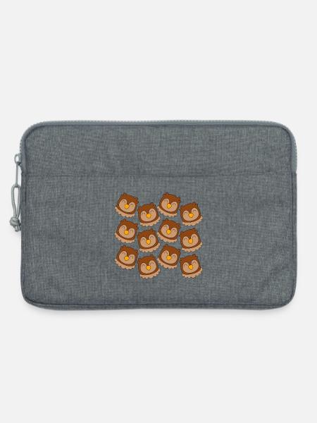 Cartoon-Eulenkopf - Laptoptasche 13" - Grau meliert