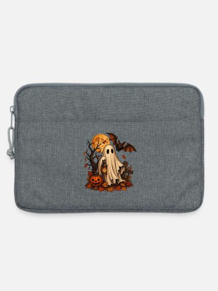 Vintage Halloween: Geist, Kürbis und Fledermaus - Laptoptasche 13" - Grau meliert