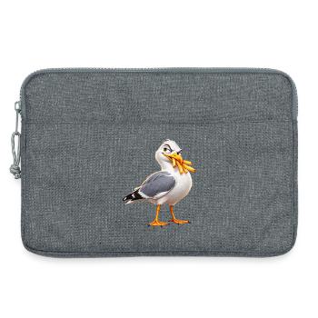 Freche Möwe stiehlt Chips – lustiger Meeresvogel - Laptoptasche 13" - Grau meliert - Vorne