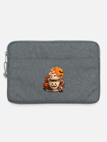 Halloween-Kaffee mit Spuk und Kürbiszauber - Laptoptasche 13" - Grau meliert