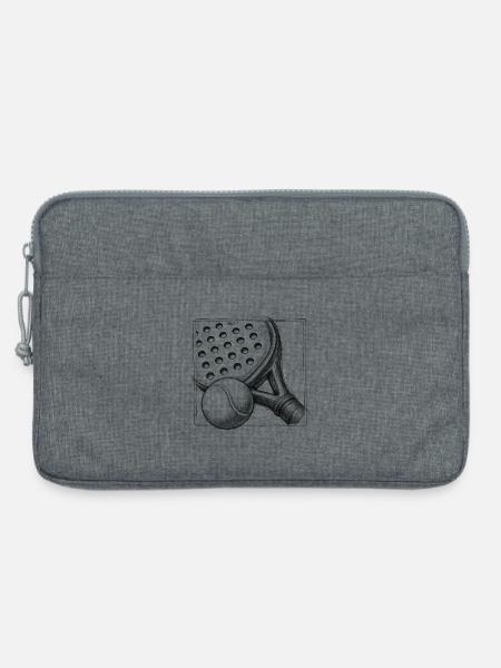 Padel-Schläger und Ball – Handgezeichnete Skizze - Laptoptasche 13" - Grau meliert