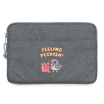 Süße Taube isst Pommes frites und hat Hunger - Laptoptasche 13" - Grau meliert - Vorne