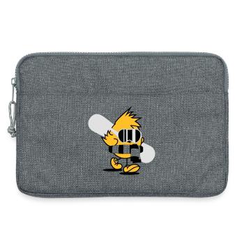 Un poussin avec une planche de snowboard, lunettes - Sacoche pour ordinateur portable 13 pouces - gris chiné - Devant