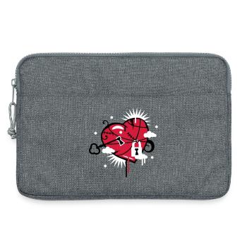 laced & repaired heart with keyhole - Laptop bag 13" - heather grey - Front