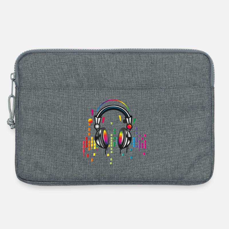 Kopfhörer mit bunter Equalizer Zeichnung - Laptoptasche 13" - Grau meliert