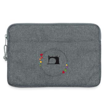 nostalgic stylized sewing machine with buttons - Laptop bag 13" - heather grey - Front