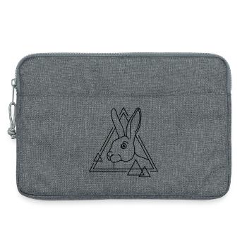 Lapin en forme géométrique - conception d’art au trait - Sacoche pour ordinateur portable 13 pouces - gris chiné - Devant