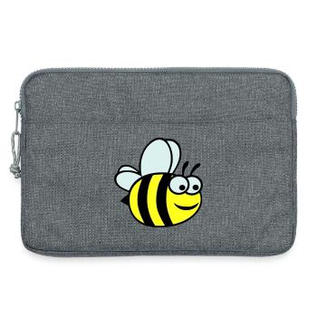 Dessin animé joyeux de l’abeille jaune - Sacoche pour ordinateur portable 13 pouces - gris chiné - Devant
