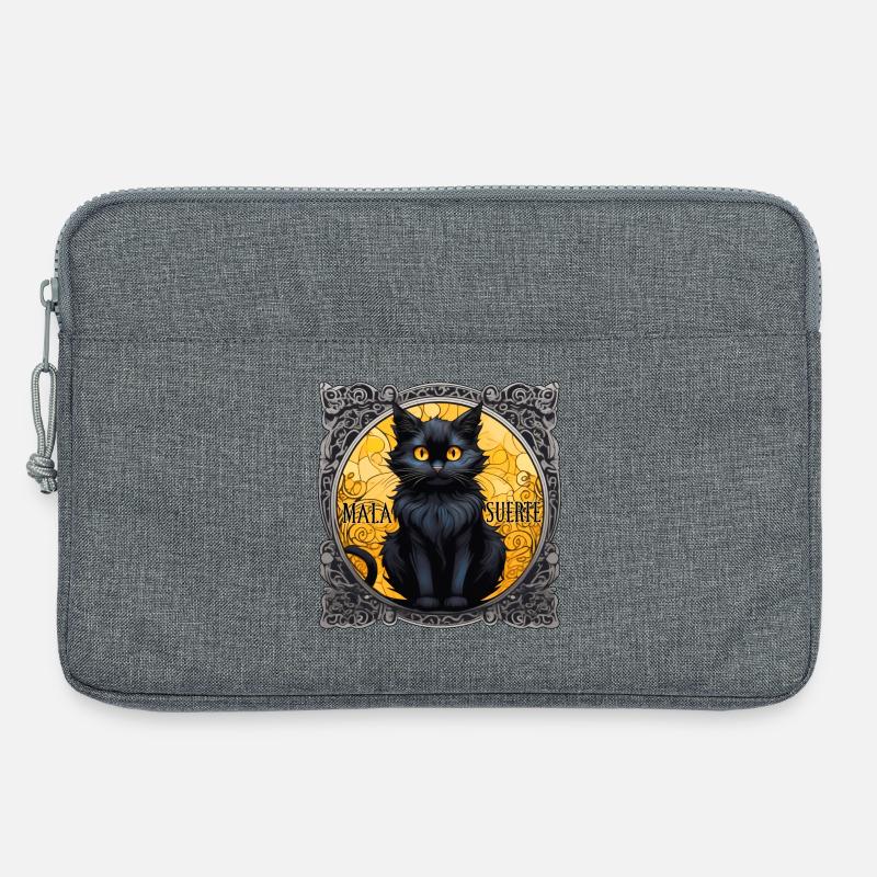 Schwarze Katze Mala Suerte - Laptoptasche 13" - Grau meliert