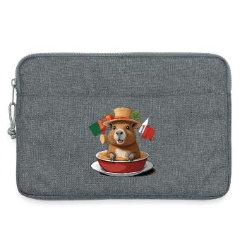 Charmantes Wasserschwein in festlichen Nudeln - Laptoptasche 13" - Grau meliert - Vorne