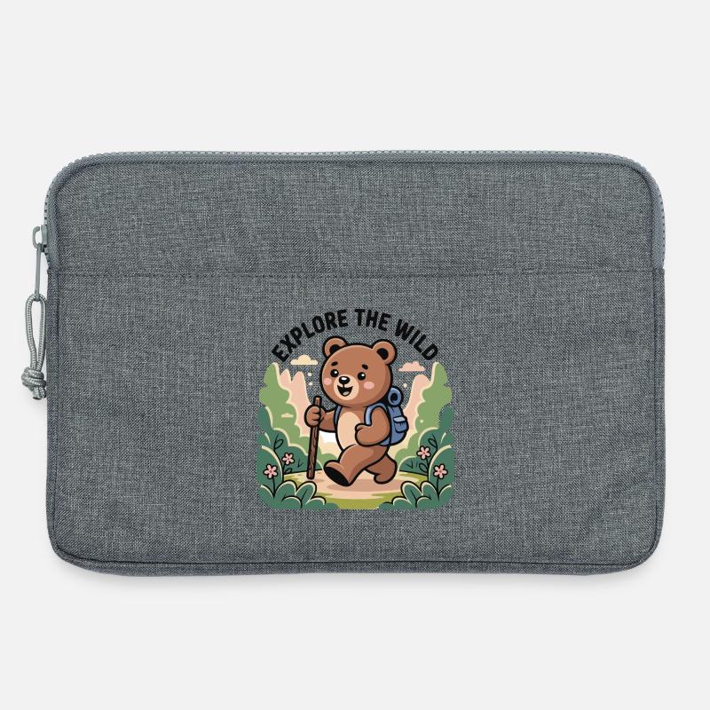 Explore the Wild Bear Illustration - Laptop bag 13" - heather grey
