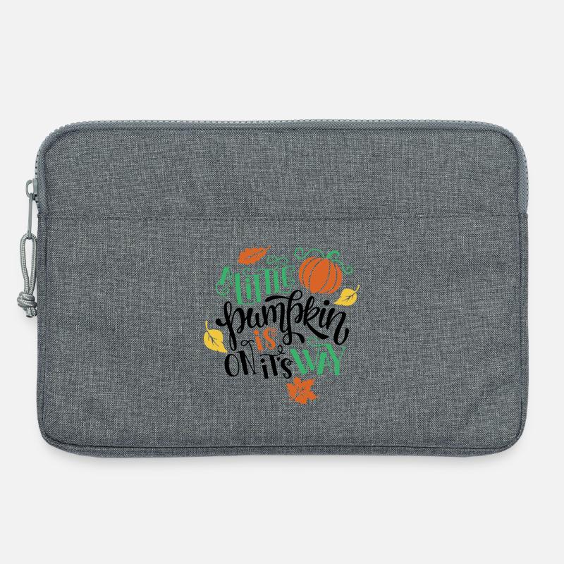 Herbstdekoration mit Kürbis und Blättern - Laptoptasche 13" - Grau meliert