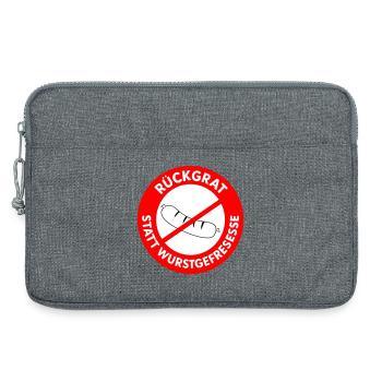 Rückgrat statt Wurstgefresse! WUNSCHFARBEN Wurst2 - Laptoptasche 13" - Grau meliert - Vorne