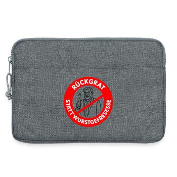 Rückgrat statt Wurstgefresse! WUNSCHFARBEN Comic - Laptoptasche 13" - Grau meliert - Vorne