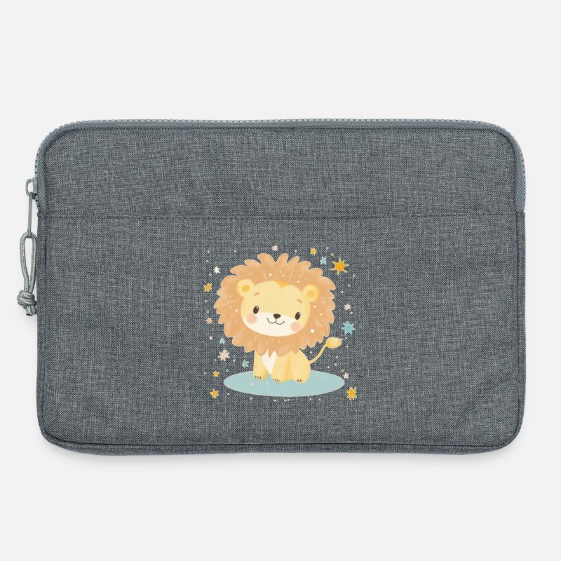 Süßer Löwe mit Sternenhimmel - Laptoptasche 13" - Grau meliert