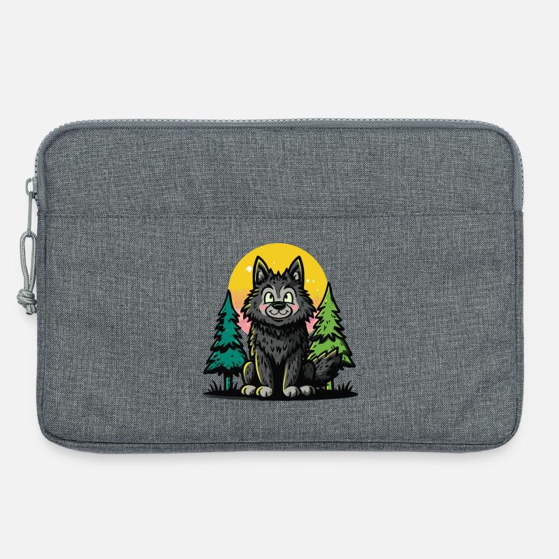 Waldwolf im Sonnenkreis - Laptoptasche 13" - Grau meliert