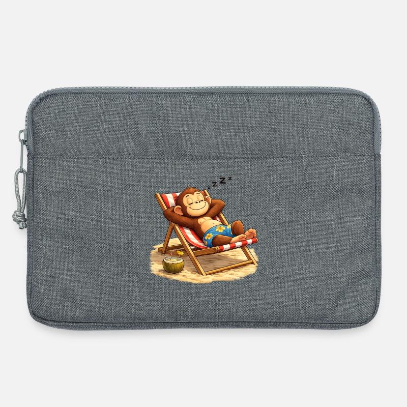 Tropischer Schlummeraffe am Strand - Laptoptasche 13" - Grau meliert