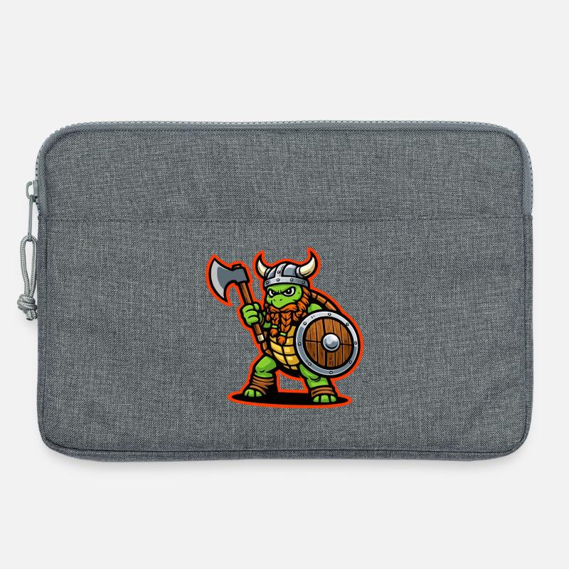 Viking Turtle Warrior Axe Shield Mascot - Laptop bag 13" - heather grey